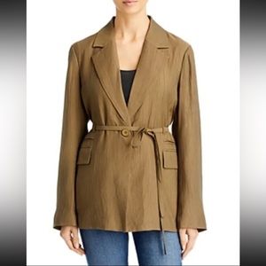 Avec Les Filles Women Crinkled Belted Blazer Lightweight Green Small NWT